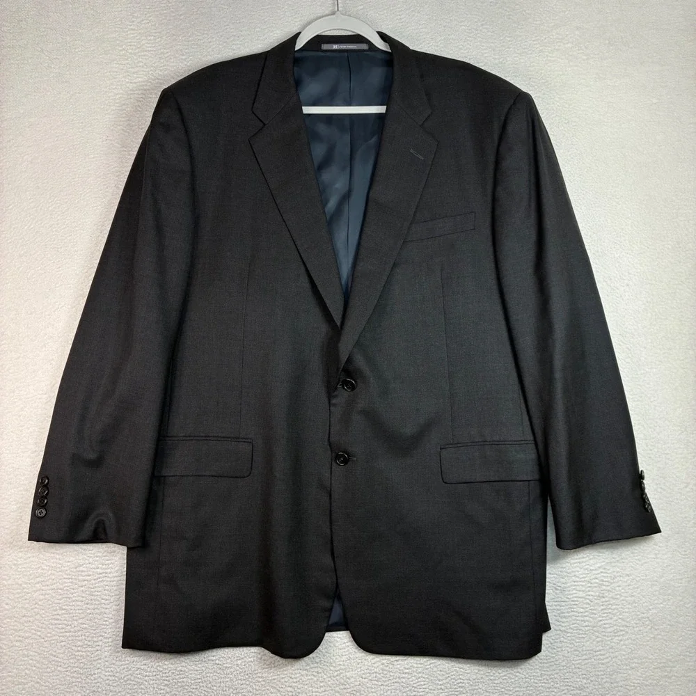 Hickey Freeman Loro Piana Blazer Men 48 Long Black Super 130s Wool Suit Jacket